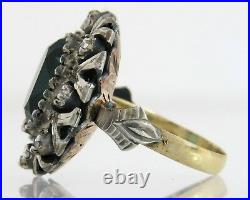 Antique 14k Gold 4.40ct Rose Cut Diamond Emerald Art Deco Dinner Ring Size 5.75