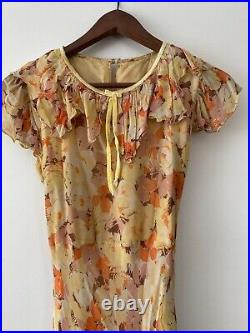 Antique 1920's 1930's Floral Silk Chiffon Tea Dress