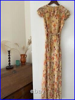 Antique 1920's 1930's Floral Silk Chiffon Tea Dress