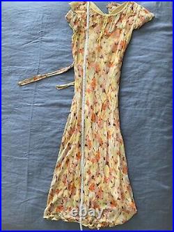 Antique 1920's 1930's Floral Silk Chiffon Tea Dress