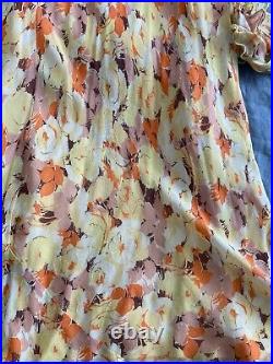 Antique 1920's 1930's Floral Silk Chiffon Tea Dress