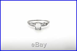 Antique 1930s $6000 ART DECO 1ct Emerald Cut Diamond Platinum Wedding Ring RARE