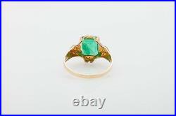 Antique 1930s ART DECO $3000 3ct Colombian Emerald 10k Yellow Gold Ring