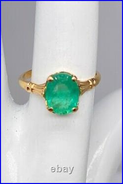 Antique 1930s ART DECO $4000 2ct Colombian Emerald 10k Yellow Gold Ring