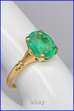 Antique 1930s ART DECO $4000 2ct Colombian Emerald 10k Yellow Gold Ring