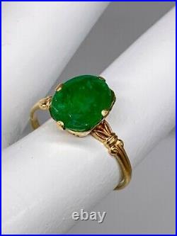 Antique 1930s ART DECO $4000 4ct Colombian Emerald 10k Yellow Gold Ring