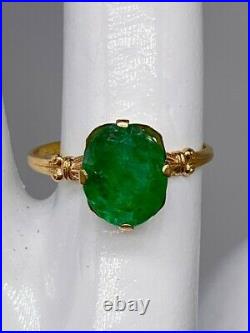 Antique 1930s ART DECO $4000 4ct Colombian Emerald 10k Yellow Gold Ring