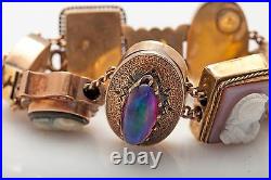 Antique 1930s ART DECO BIG 14k Gold Slide Charm Bracelet 7 82g
