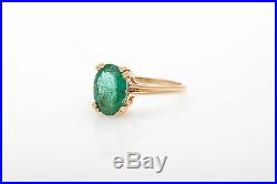 Antique 1930s ART DECO Signed CID 2ct Colombian Emerald 10k Yellow Gold Ring