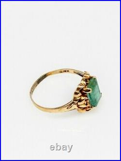 Antique 1930s Art Deco $4000 3ct Colombian Emerald 10k Yellow Gold Ring