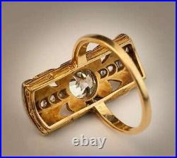 Antique 3Ct Simulated Diamond Round Cut Art Deco Vintage Wedding Ring 925 Silver