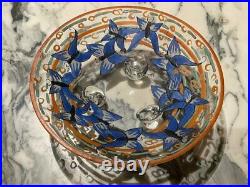 Antique A. Mazoyer Pocket Cup Enamelled Glass Decor Butterflies Sign Art Deco