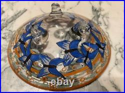 Antique A. Mazoyer Pocket Cup Enamelled Glass Decor Butterflies Sign Art Deco
