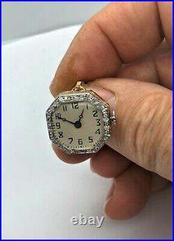 Antique Art Deco 14k Diamond Watch Ring