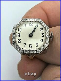 Antique Art Deco 14k Diamond Watch Ring