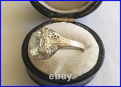 Antique Art Deco 14k White Gold Filigree Aquamarine Ring