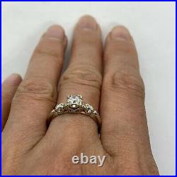 Antique Art Deco 14k white gold European cut 0.31ctw VS diamond engagement ring