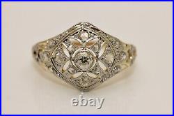 Antique Art Deco 18k Gold Diamond And Rose Cut Dimaond Decorated Ring