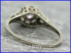 Antique Art Deco 1920 Estate 18K Gold Filigree Solitaire Diamond Engagement Ring