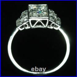 Antique Art Deco 2Ct Round White Diamond Vintage Engagement Ring 14K White Gold