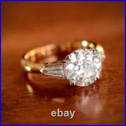 Antique Art Deco 3.40 Ct Diamond 925 Sterling Silver Engagement Vintage Ring