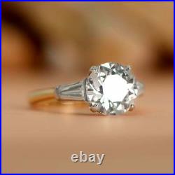 Antique Art Deco 3.40 Ct Diamond 925 Sterling Silver Engagement Vintage Ring