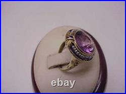 Antique Art Deco Amethyst Seed Pearl Enamel 14k Yellow Gold Ring, 1920s