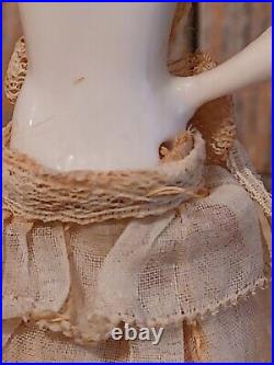Antique Art Deco Flapper Half Doll Boudoir Porcelain Long Layered Dress 7.5