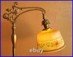 Antique Art Deco Floor Lamp, Antique painted shade