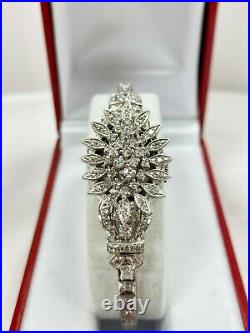 Antique Art Deco Ladies 14K White Gold & Diamond Flip Top Watch 2.5CT