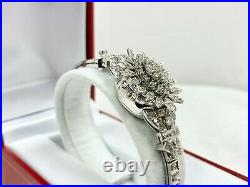 Antique Art Deco Ladies 14K White Gold & Diamond Flip Top Watch 2.5CT