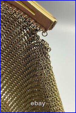 Antique Art Deco Mesh Metal Purse Bag Wristlet Gilt Silver Vermeil Gold Flapper