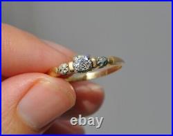 Antique Art Deco Natural Mine Cut Diamond Ring 14k Solid Gold Floral Flowers