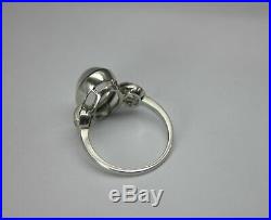 Antique Art Deco Platinum Diamond Blue Hue Moonstone Engagement Ring
