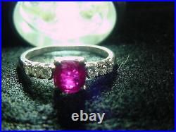 Antique Art Deco Platinum Ruby Diamond Engagement Ring 1950's
