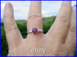 Antique Art Deco Platinum Ruby Diamond Engagement Ring 1950's