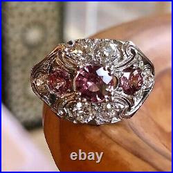 Antique Art Deco Sapphire Diamond Palladium Ring