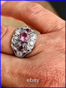 Antique Art Deco Sapphire Diamond Palladium Ring