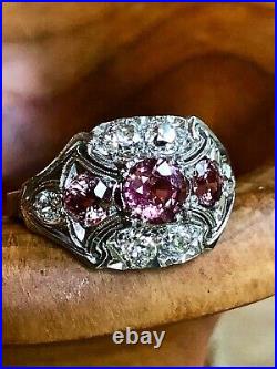 Antique Art Deco Sapphire Diamond Palladium Ring