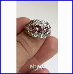 Antique Art Deco Sapphire Diamond Palladium Ring