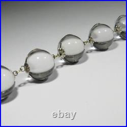 Antique Art Deco Sterling Silver Pools of Light Rock Crystal Orb Necklace