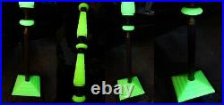 Antique Art Deco Vaseline Uranium Jadeite Houze Glass Bridge Floor Lamp