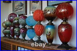 Antique Arts Crafts Oil Kerosene Art Nouveau Deco Gwtw Victorian Old Glass Lamp