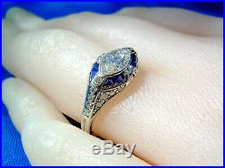 Antique European Diamond Engagement Ring 20s Art Deco Vintage Platinum Solitaire