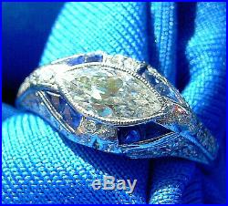 Antique European Diamond Engagement Ring 20s Art Deco Vintage Platinum Solitaire