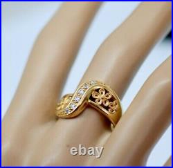 Antique Jewellery 22K Yellow Gold Ring White Sapphire Art Deco Vintage Jewelry