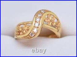 Antique Jewellery 22K Yellow Gold Ring White Sapphire Art Deco Vintage Jewelry