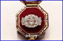 Antique Original Art Deco Platinum Natural Diamond Decorated Pretty Ring