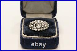 Antique Original Natural Diamond Decorated 18k Gold Artdeco Ring