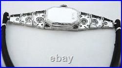 Antique Platinum Diamond Wristwatch Vintage Art Deco Filigree Reduced